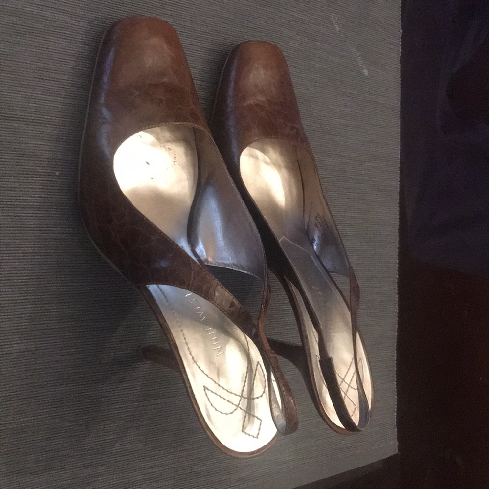 Brown sling back heels. Nine West